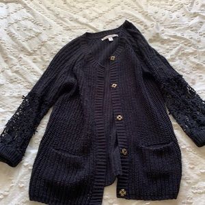 LC Lauren Conrad lace grandpa sweater